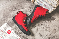 Baskets unisexes en toile pour étudiants, nouveau Style, couleur rouge, noir, Foxing, taille haute, pour hommes et femmes, baskets à la mode, personnalisées, vente en gros