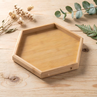 Plateau à fruits hexagonal minimaliste en bambou pour la table basse, les tasses, les collations, plateau de rangement multifonctionnel