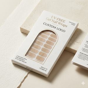 Faux ongles à presser de luxe style français, gel ombré or et nude, <span class=keywords><strong>20</strong></span> bandes, boîte fenêtrée, sans UV, pour mariée et bureau - Product Image 1