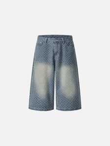 Shorts Vaqueros Vintage Lavados de Pierna Ancha, Estilo Culotte, Degradado Azul, Resistentes a la Decoloración, Transpirables, Ropa Casual de Verano - Product Image 1