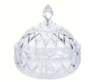 Crystal Acrylic Covered Candy Dish with Lid Sugar Bowl Cookie Jar