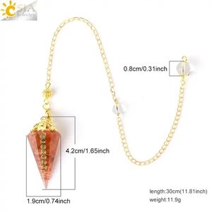 CSJA-péndulos de cristal <span class=keywords><strong>para</strong></span> hombre y mujer, colgante curativo de Reiki <span class=keywords><strong>para</strong></span> adivinación, espiga, cuarzo, organza, joyería péndulo, G865 - Product Image 5