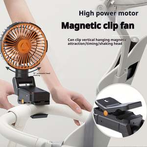 Ventilador portátil con clip Ventilador eléctrico recargable con cabezal oscilante automático para uso en exteriores con Banco de energía con luz LED - Product Image 4