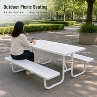 Ensemble de table et chaises de jardin en acier galvanisé, mobilier de jardin, résistant à l'eau et à la décoloration, design moderne à lattes