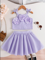 Ensemble deux pièces mignon pour filles - Ensemble jupe courte et haut à col pour bébé fille