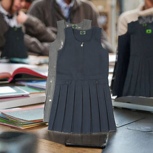 Uniforme Escolar para Niñas de Primaria, Diseño de Vestido Tipo Pinafore, Cierre Frontal con Cremallera, Sin Mangas, Poliéster/Algodón - Product Image 3