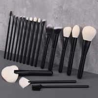 Ensemble de pinceaux de maquillage professionnels en poils synthétiques OEM, marque privée, pinceaux de maquillage noirs avec sac