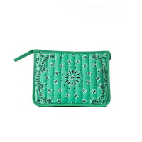 Pochette à bijoux matelassée en gros, cadeau pour elle, trousse de toilette motif cachemire, sac imprimé bandana monogrammé