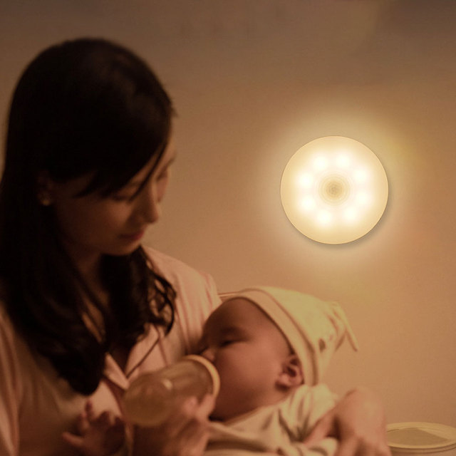 86mm*21mm Rechargeable 0.3W Round Shape Motion Sensor Cabinet Baby Care Night Light