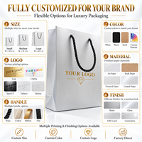 Sacs en papier pour bijoux personnalisés de luxe, recyclables, réutilisables, imprimés en offset, avec laminage mat, logo, sacs cadeaux blancs, corde noire pour bijoux
