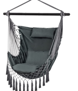 Chaise <span class=keywords><strong>hamac</strong></span> en toile de coton Boho brésilien balançoire <span class=keywords><strong>hamac</strong></span> suspendu avec 2 oreillers pour intérieur et extérieur pour le camping et les voyages - Product Image 5