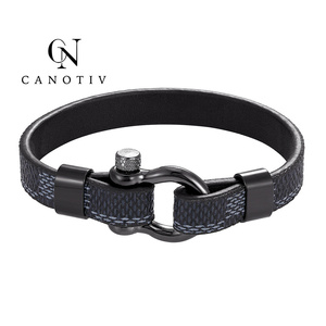 Hot Sale Stainless Steel <strong>Magnetic</strong> <strong>Clasps</strong> for Flat Leather <strong>Bracelet</strong> Men Fashion True Leather <strong>Bracelets</strong> - Product Image 3