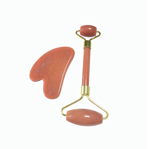 Rodillo facial de aventurina roja y gua sha, set de regalo para spa y bienestar, accesorios para masaje facial - Product Image 3