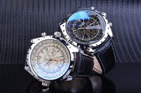 Montre à quartz personnalisée avec logo, boîtier en alliage, cadran multiple, style aviation, bracelet en cuir, design personnalisé, montres pour hommes de marque