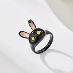 Black Bunny Cartoon Ring Animal Zodiac Design Women's Index Finger Jewelry Gift R16534 - Product Image 4