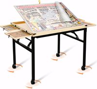 Table de puzzle de 1500 pièces avec pieds réglables, table de puzzle portable en bois à 3 angles inclinables avec 4 tiroirs et couvercle