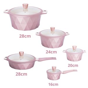 Die Cast Diamond Shape Marble Coating Kitchen Soup Pot <strong>Set</strong> Non Stick Saucepan <strong>Sets</strong> <strong>Cookware</strong>