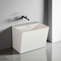 Surface solide Pierre artificielle Salle de bain Piédestal mural Piédestal suspendu Lavabo sur pied
