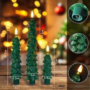 Christmas Tree Shaped Flameless Taper Candles LED <b>Battery</b> <b>Operated</b> Candles for Holiday Decor Party - Product Image 3