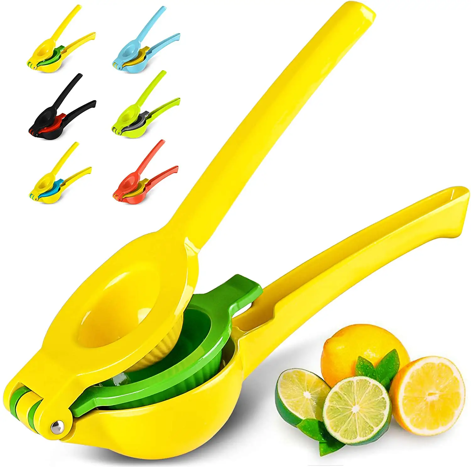 Amazon Bestseller Keuken Gadget Dubbele Kom Zinklegering Geel Groente En Fruit Druk Gereedschap Lime Juicer Citruspers