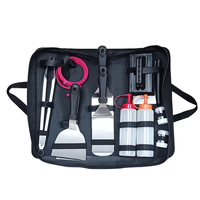 Kit d'accessoires pour plancha 14 pièces, outils professionnels pour gril plat Hibachi, ensemble de spatules élargies en cadeau pour barbecue extérieur Teppanyaki