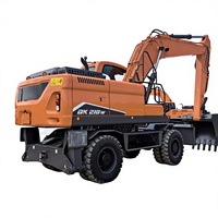 Mesin Pengolah Tanah Efisiensi Tinggi Kapasitas Bucket 0.86m³ Daya Terukur 127kW Excavator Roda DX210W untuk Teknik Kehargaan Kota
