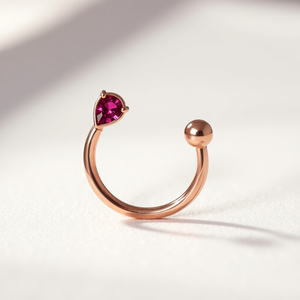 14k vàng hồng <span class=keywords><strong>ruby</strong></span> rook xuyên, Giọt Nước Mắt Đá Quý Rắn vàng cong Barbell, đồ trang sức cơ thể tốt, tùy chỉnh sụn Bông tai - Product Image 3