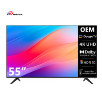 Téléviseur intelligent Android 4K UHD 55 pouces personnalisé HAINA OEM pour commande en gros, avec télécommande vocale Bluetooth (CKD/SKD)