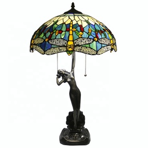 LongHuiJing 16-inches Dragonfly Tiffany Style Stained Glass Table Lamp 28.35-inch in Height - Product Image 1