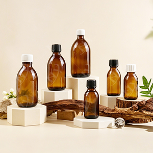 Bouteille en verre ambré de 30-500 ml pour liquides oraux avec bouchon à vis, idéale pour sirops, teintures végétales, médicaments liquides et produits de santé – Emballage vide en gros - Product Image 1