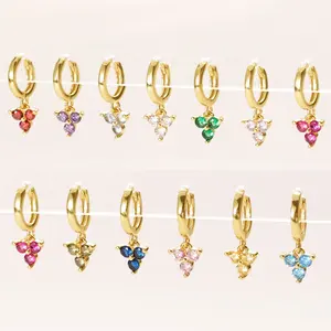 nagosa wholesale fashion jewelry 18k gold vermeil 925 sterling silver birthstone trio dangle hoop earrings for women