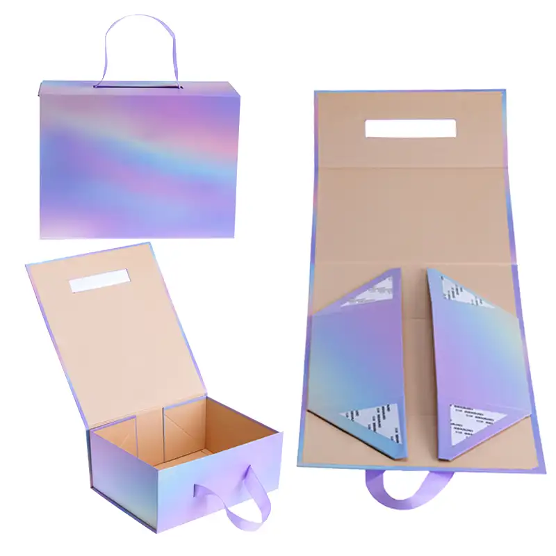 Caja de regalo magnética de cartón para bebés, plegable, de lujo, con cajas de papel de cinta, venta al por mayor