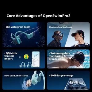 Auriculares de Conducción Ósea Shokz OpenSwim Pro 2 para Natación, Deportes, Correr, Inalámbricos, Bluetooth, Cómodos para Actividades Acuáticas - Product Image 6
