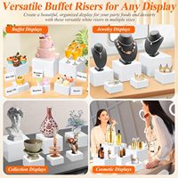 Lot de 10 présentoirs de buffet en acrylique blanc, mini supports pour signalétique alimentaire, boîtes gigognes cubiques à fond creux, 8 tailles (10"-3")