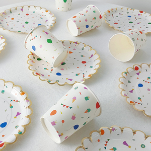 Juego de Platos Desechables para Cena de Boda, Mini Plato de Papel Blanco con Forma de Globo, Platos para Fiestas de Cumpleaños - Product Image 2