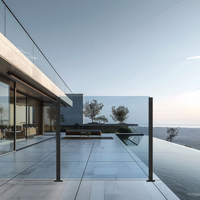 Rampe en verre sans cadre en acier inoxydable de style minimaliste moderne pour villas, jardins, balcons, escaliers et terrasses