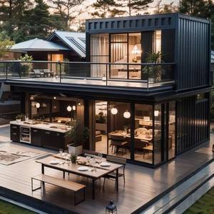 Villa Prefabbricata Personalizzata a 2 Piani in <span class=keywords><strong>Container</strong></span> da 40 Piedi, Pieghevole e Mobile, Struttura in Acciaio per Caffetteria o Ristorante - Product Image 1