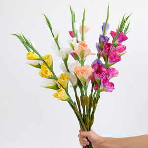 Gladiolus artificiel en gros à longue tige, <span class=keywords><strong>fleur</strong></span> de lys en soie multicolore pour événements, hôtels, <span class=keywords><strong>d</strong></span>écoration intérieure et vases de fleuristes - Product Image 1