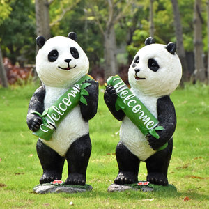 Sculpture d'animal réaliste en fibre de verre, écologique, en forme de panda, pour la décoration paysagère des parcs et des zones scéniques - Product Image 1