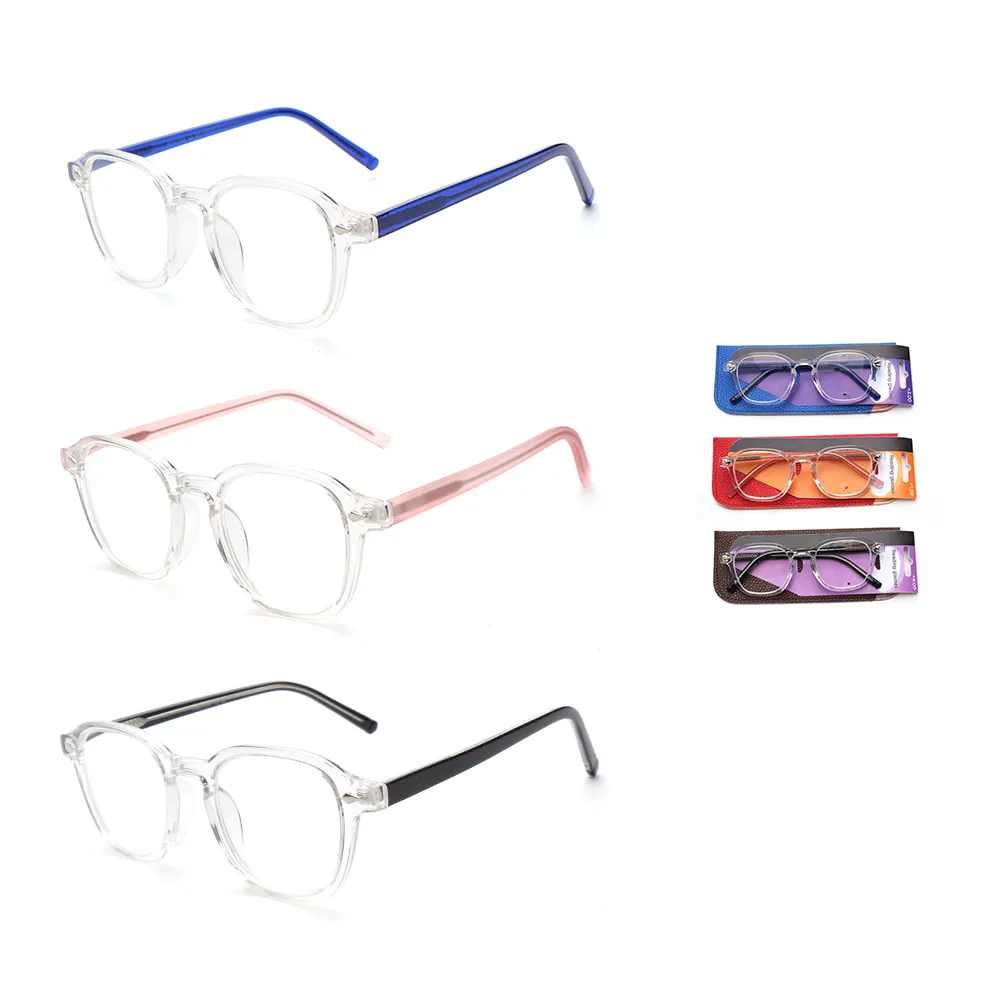 白い透明なフレームメガネ楕円形のプラスチックフレーム眼鏡