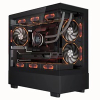 GAMDIAS ATX Mid-Tower Gaming PC Case Full View Tempered Glass Desktop Cabinet Front Side Panel Steel Construction