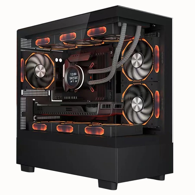 GAMDIAS ATX Mid-Tower Gaming PC Case Full View Tempered Glass Desktop Cabinet Front Side Panel Steel Construction