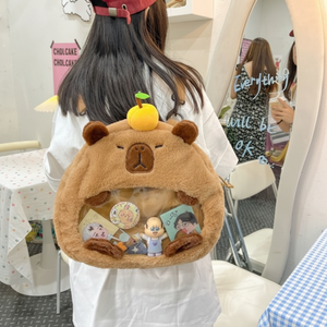 Capybara delfino Tongabag personaggio carino piccolo morbido in zaino da viaggio facile bambola di peluche per fratelli - Product Image 1