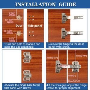 תמבי 1 זוג 45 מעלות קרוב ארון פינה צירים פינת חציצות נירוסטה הידראולי מזגנים מטבח ארונות - Product Image 6