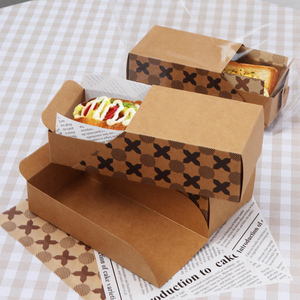 Cajón Grueso Huevo Tostada Hot Dog <span class=keywords><strong>Sandwich</strong></span> <span class=keywords><strong>Sub</strong></span> Hamburguesa Kraft Cajas de papel biodegradables ambientales - Product Image 1