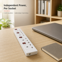 HAOYONG UK Extension Socket Travel Power Strip 4 Way Electrical Extension Leads