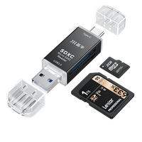 Lector de Tarjetas SD Multi-interfaz USB 2.0 Tipo C 4 en 1, Lector de Tarjetas de Memoria Micro TF Tipo-C para Teléfonos Móviles, Computadoras Portátiles y Accesorios de PC