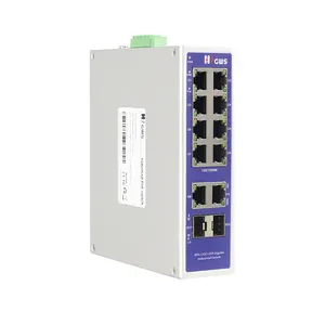 Tam gigabit RJ45 portu endüstriyel Ethernet poe anahtarı ve çift güç kaynağı ile 2 1000M fiber optik SFP Din-ray