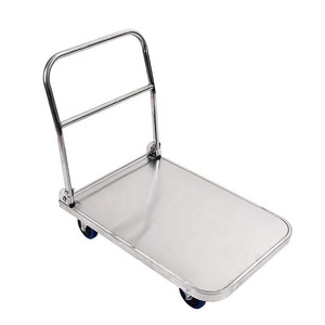 भारी शुल्क स्टेनलेस स्टील तह फ्लैट ट्रॉली 304 ग्रेड, 1.0 मिमी मोटाई, 300 किलोग्राम भार क्षमता - Product Image 1