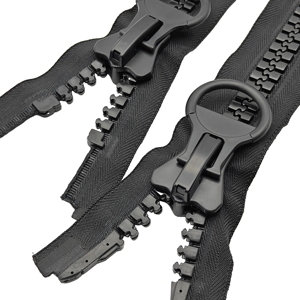 8# Resin Zipper <strong>Black</strong> White Double Sliders Down <strong>Jacket</strong> Coat Bag Tent Long Chain Two Pullers with Double Openings <strong>Plastic</strong> Zipper
